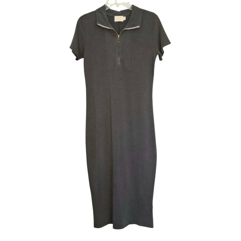 Nation Ltd Quarter Zip Long Cotton Dress Sz Small Gray